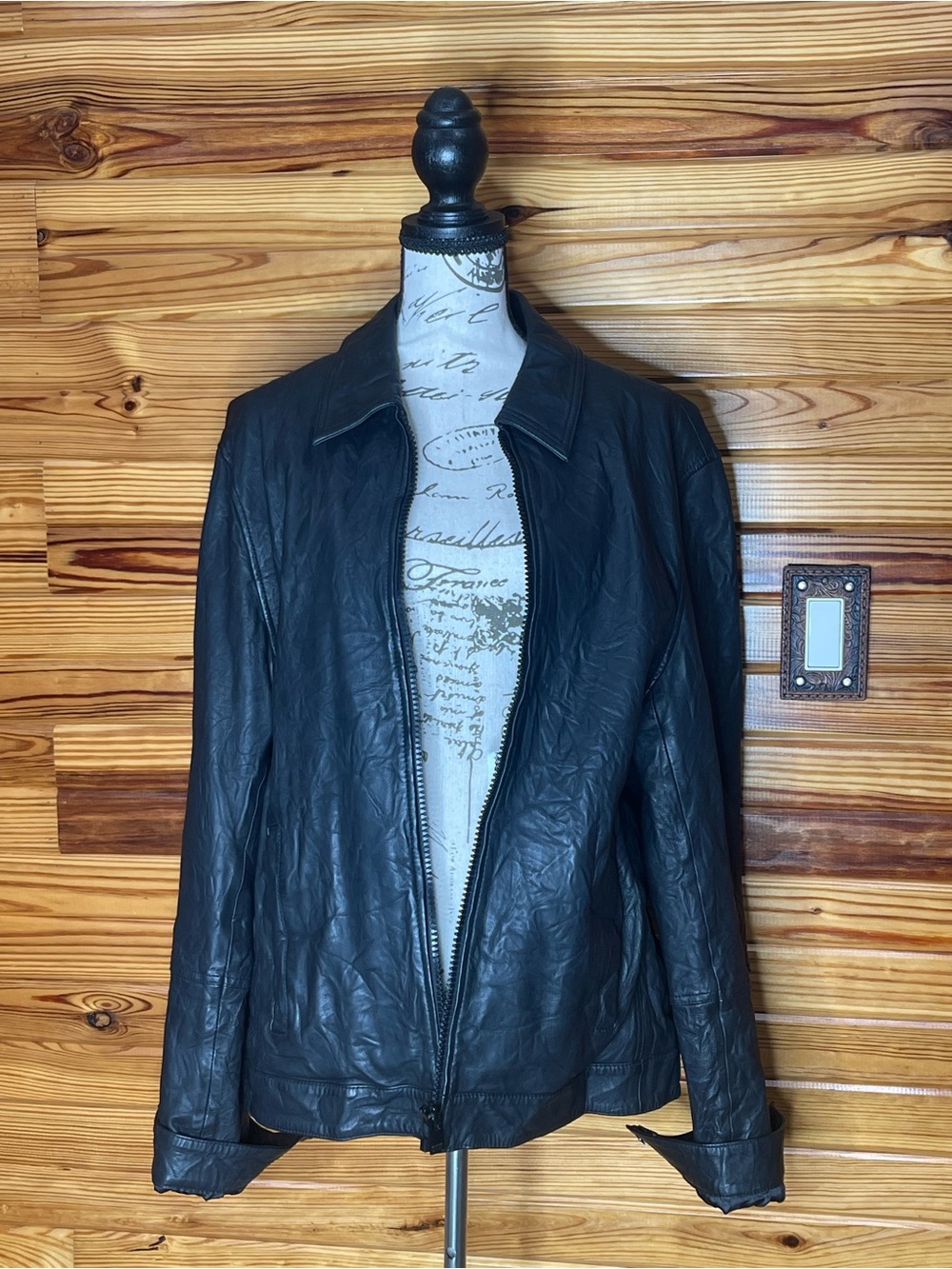 Zadig & Voltaire Black Lamb Crinkled Leather Zip Jacket